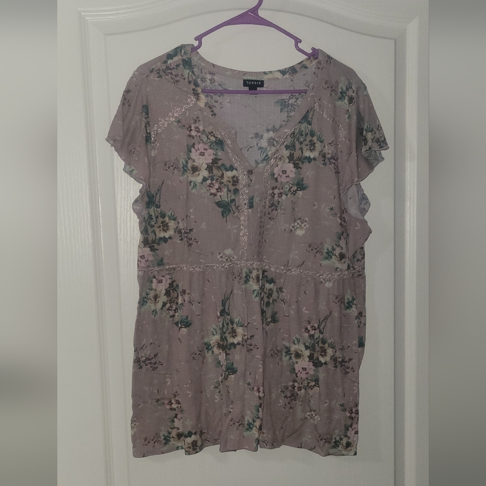 Torrid Light Pink Floral Blouse